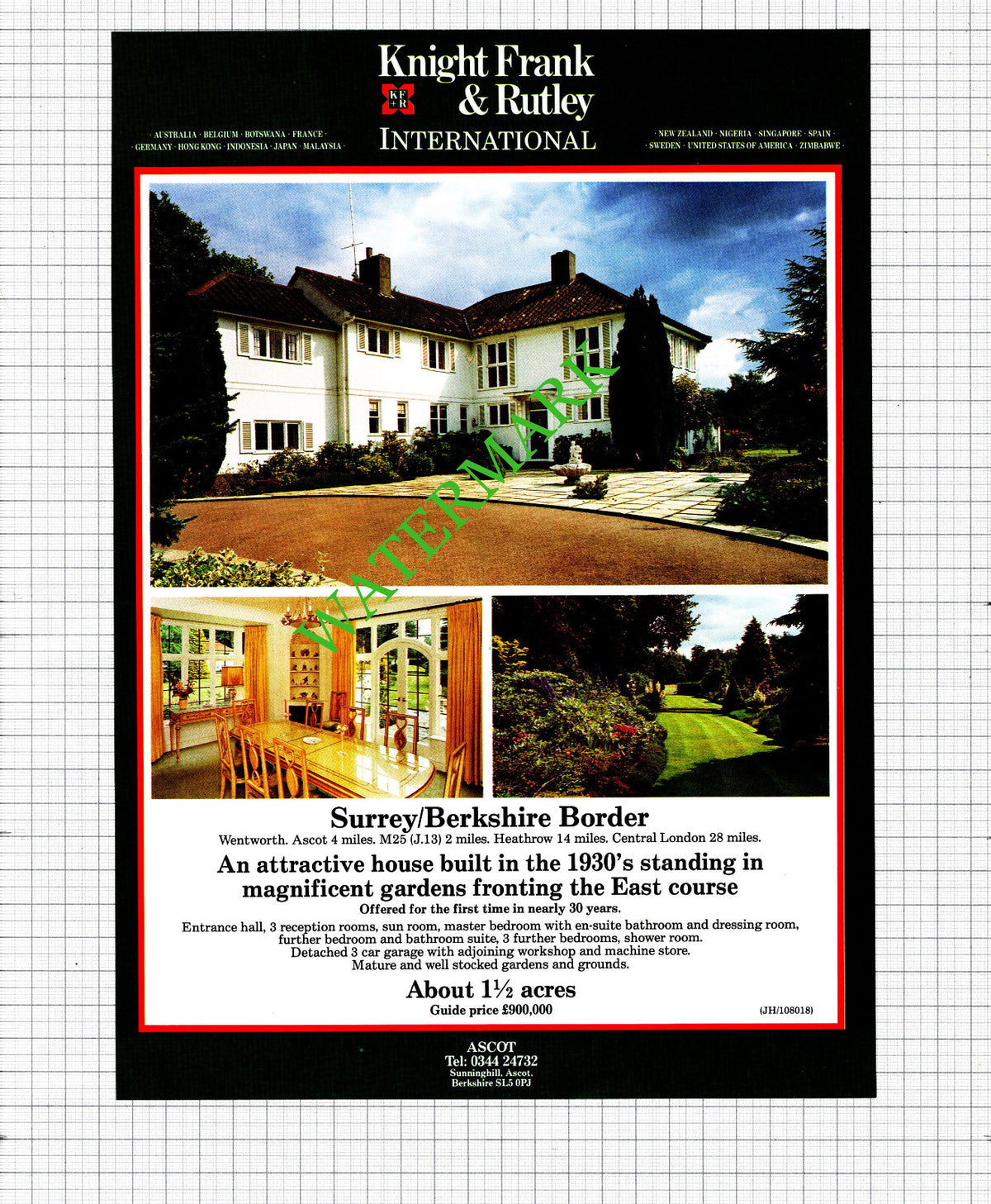 Wentworth Surrey / Chawton Hampshire House Sale Advert - 1991 Cutting