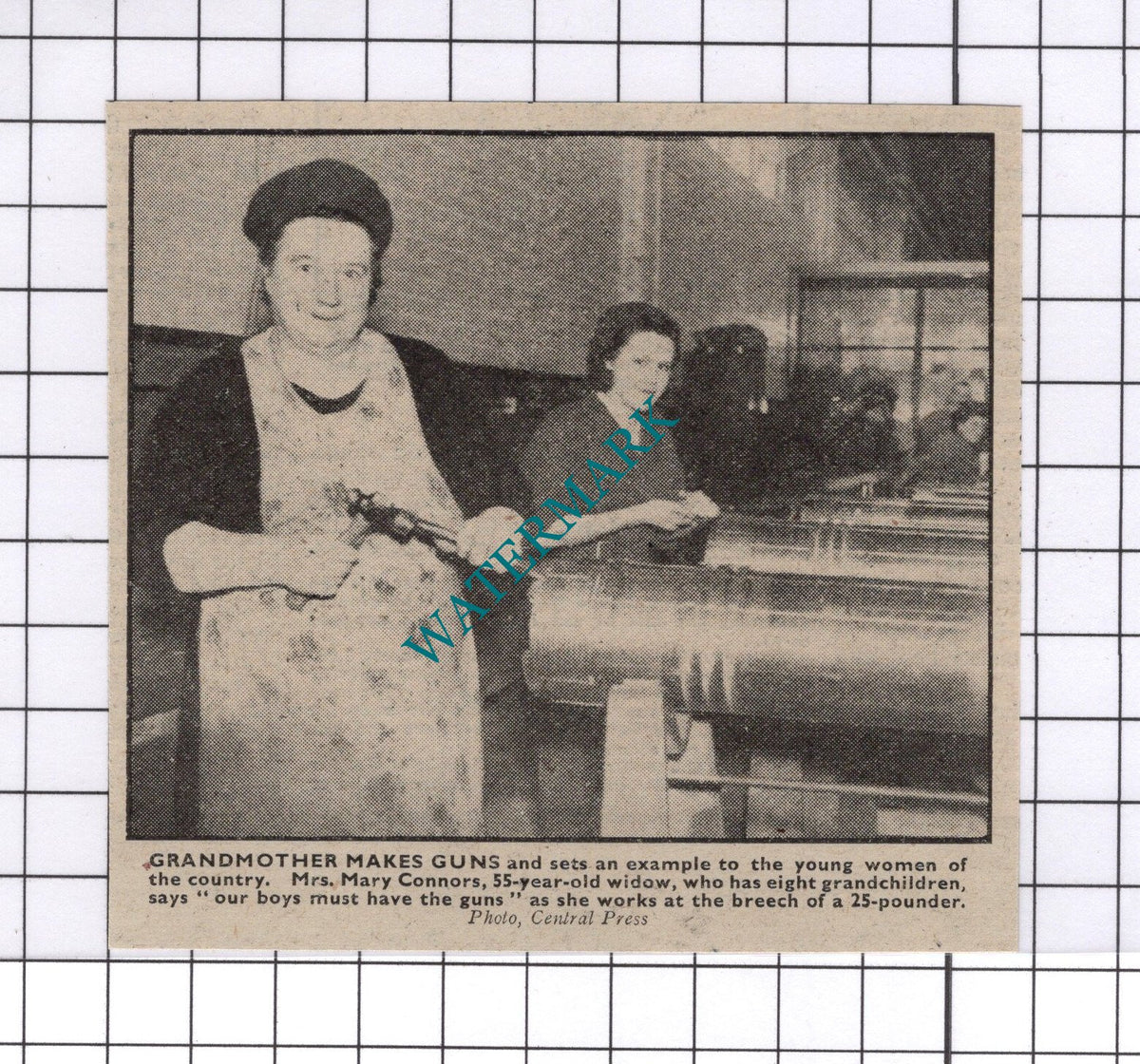 Mrs Mary Connors  World War Two WW2 - 1941 Clipping