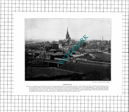 Chesterfield Derbyshire / Ely Cathedral  - c.1900 Cutting/ PRINT