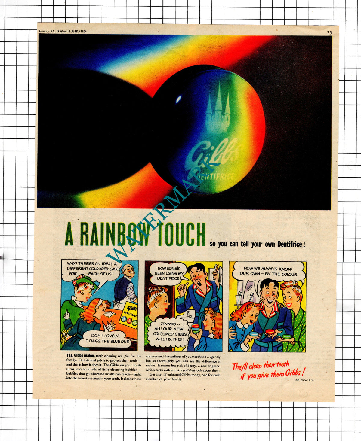 Gibbs Dentifrice Advert  Dental Toothpaste Teeth  - 1950 Cutting / Print
