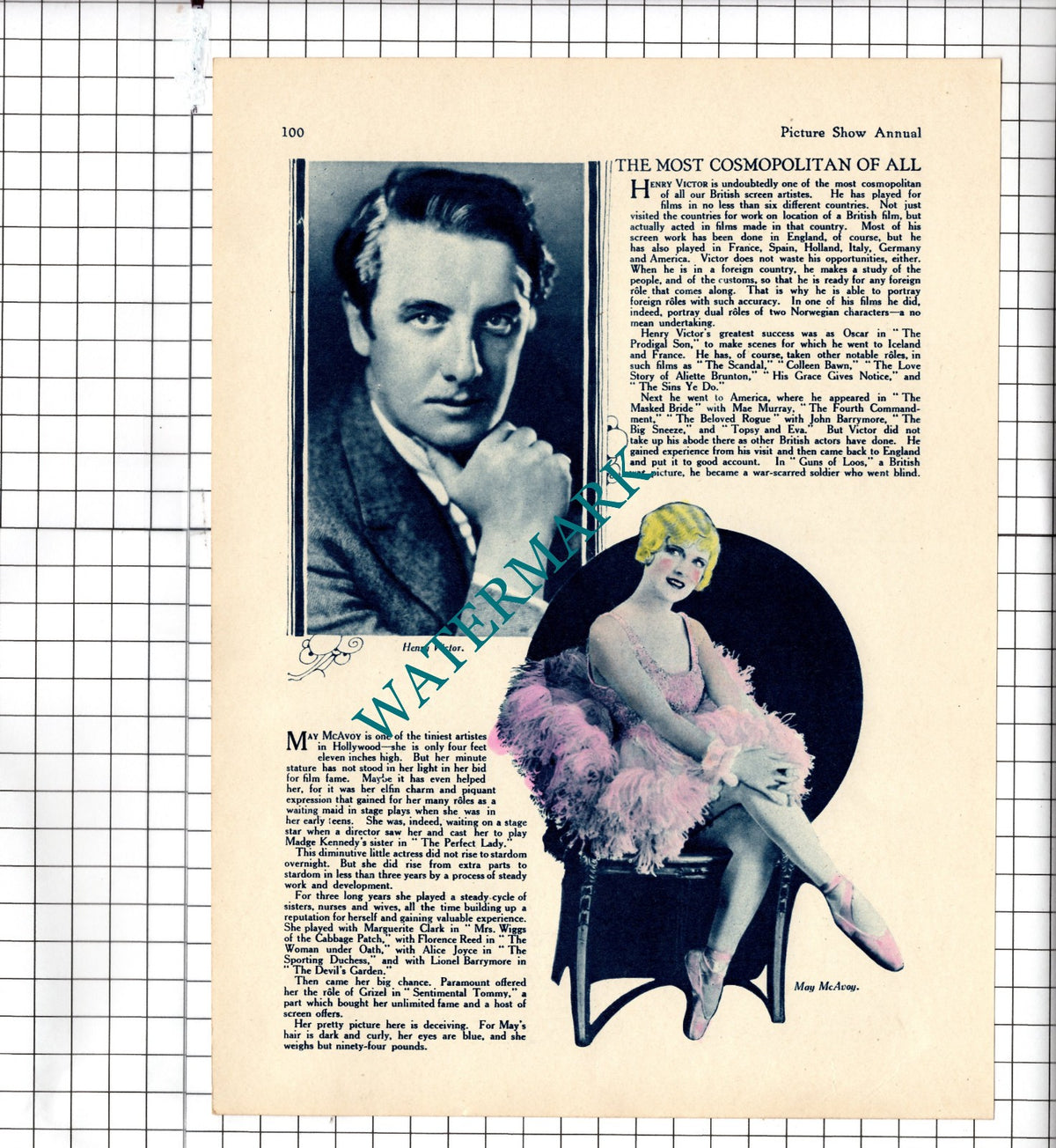 Henry Victor Actor  May McAvoy Actress - 1929 Clipping