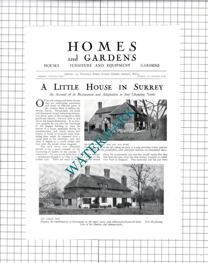 Dawes Hall Dawes Green Leigh Surrey John D Clarke  - 1925 Article