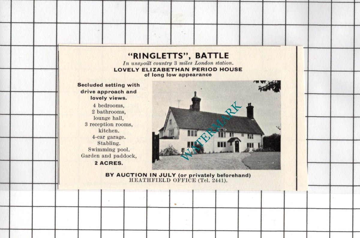 Ringletts Battle Sussex   - 1967 SMALL House Advert