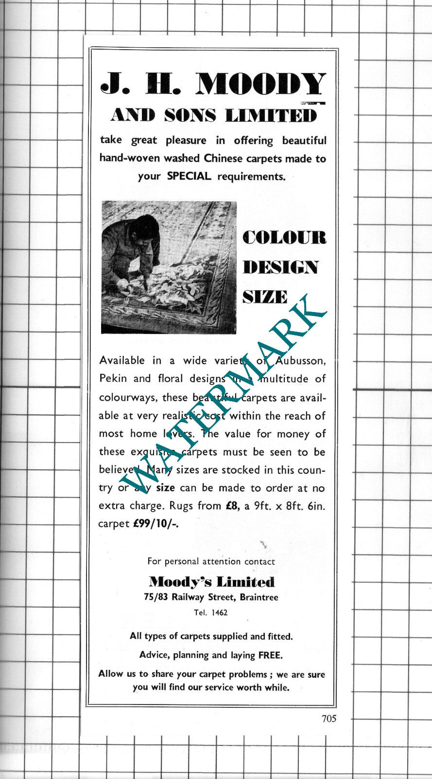 J H Moody & Sona Braintree Essex Carpets Advert - 1967 Clipping / Print