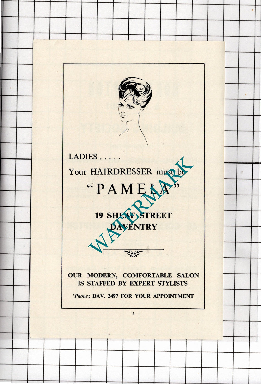 Pamela Hairdresser Daventry  Northamptonshire Small Advert - 1967 Clipping