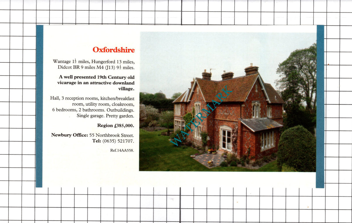 Wantage Oxfordshire Vicarage House Sale Advert - 1991 Clipping