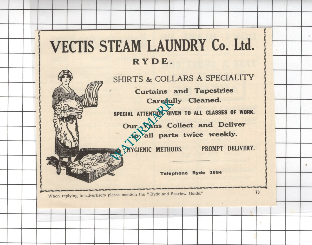 Vectis Steam Laundry Co Ltd Ryde Isle Of Wight - 1938 Small Advert