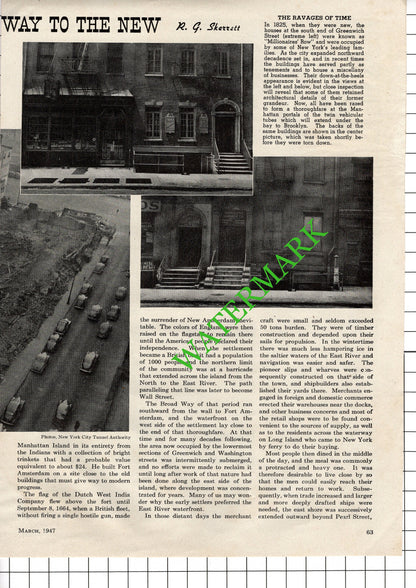 Millionaire's Row Manhatten Island New York USA - 1947 Article