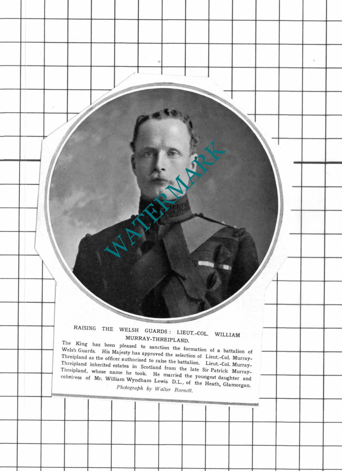 Lt Col William Murray-Threipland Welsh Guards - 1915 Clipping / Print