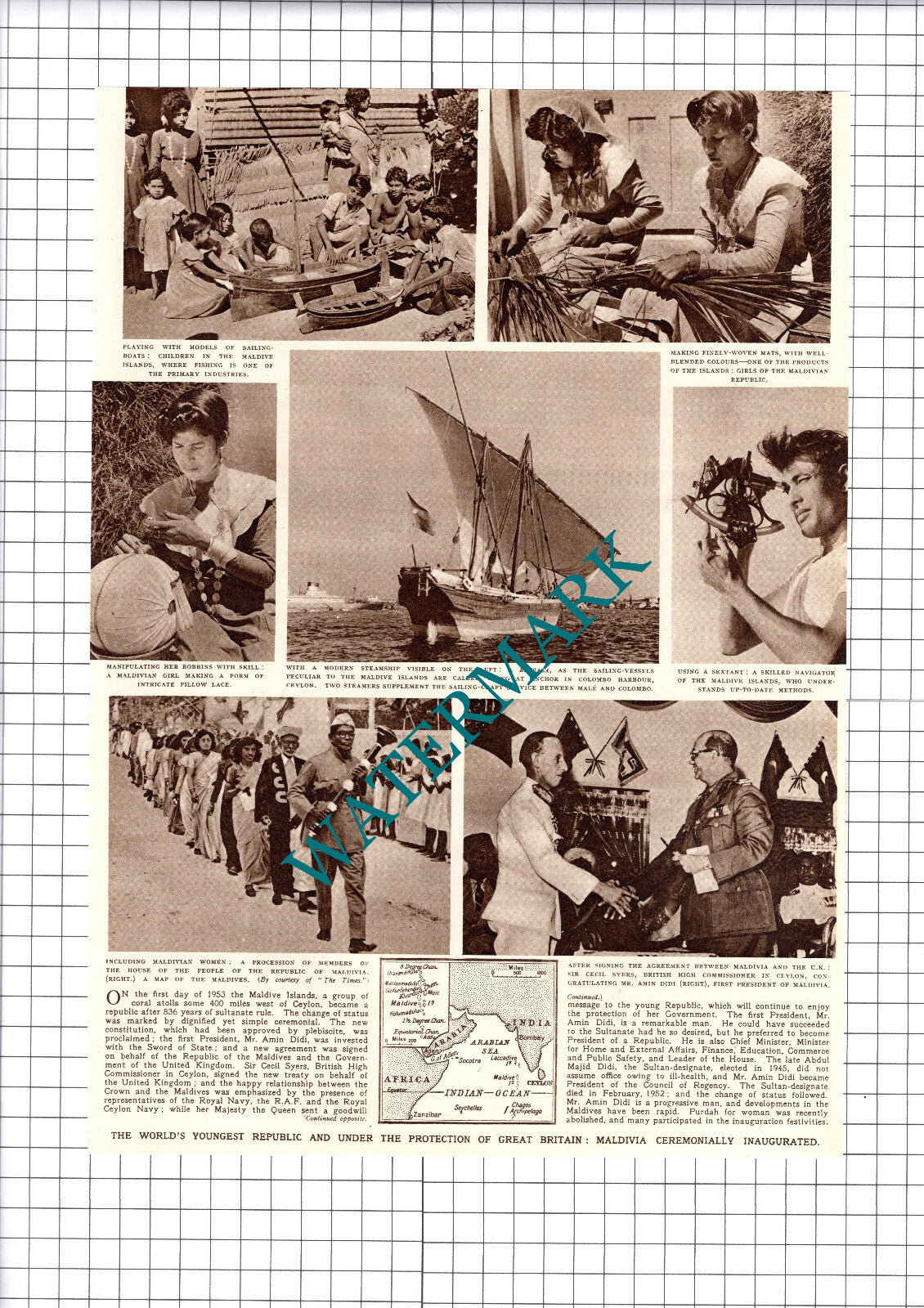 Maldive Islands Republic Amin Didi / Earl Of Dalkeith Jane McNeill -  1953 Print