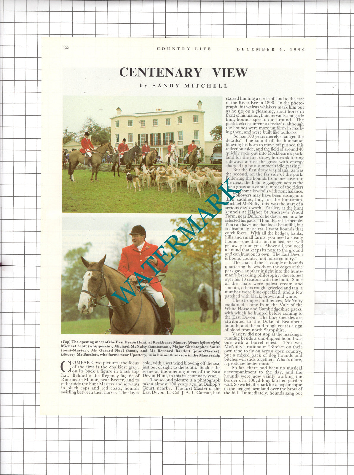 East Devon Hunt Rockbeare Manor Michael McNulty Gerald Noel  - 1990 Article