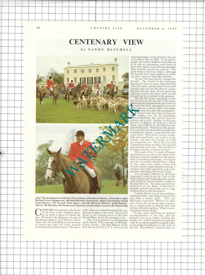 East Devon Hunt Rockbeare Manor Michael McNulty Gerald Noel  - 1990 Article