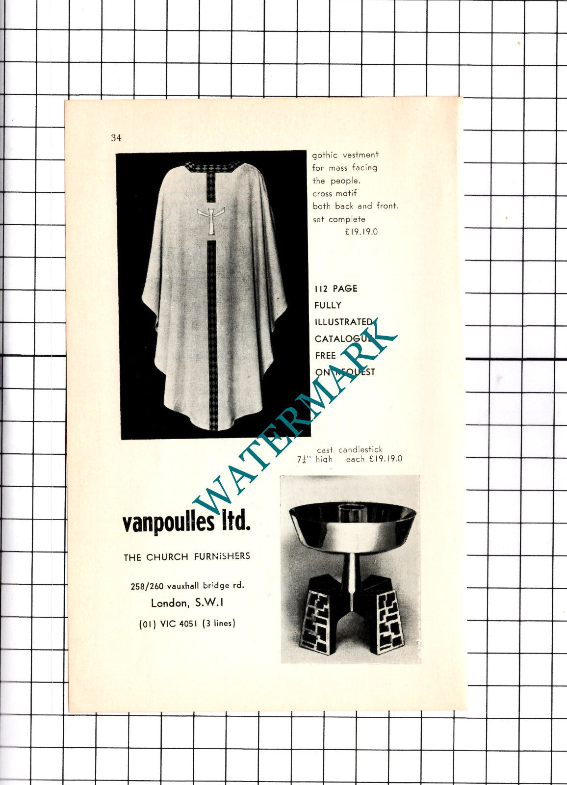 Vanpoulles Ltd London Church Furnishers  - 1967 Advert