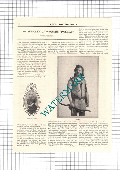 Richard Wagner Parsifal Agnes Schulenburg  - 1906 Article