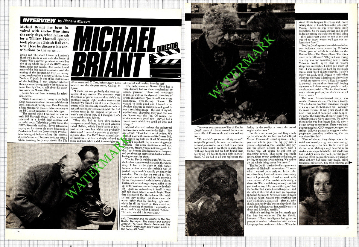Michael Briant Dr Who - 1985 Article