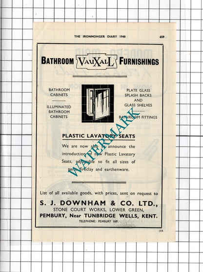 S J Downham & Co Ltd Pembury Kent  Wilmslow Products Ltd Manchester 1948 Advert