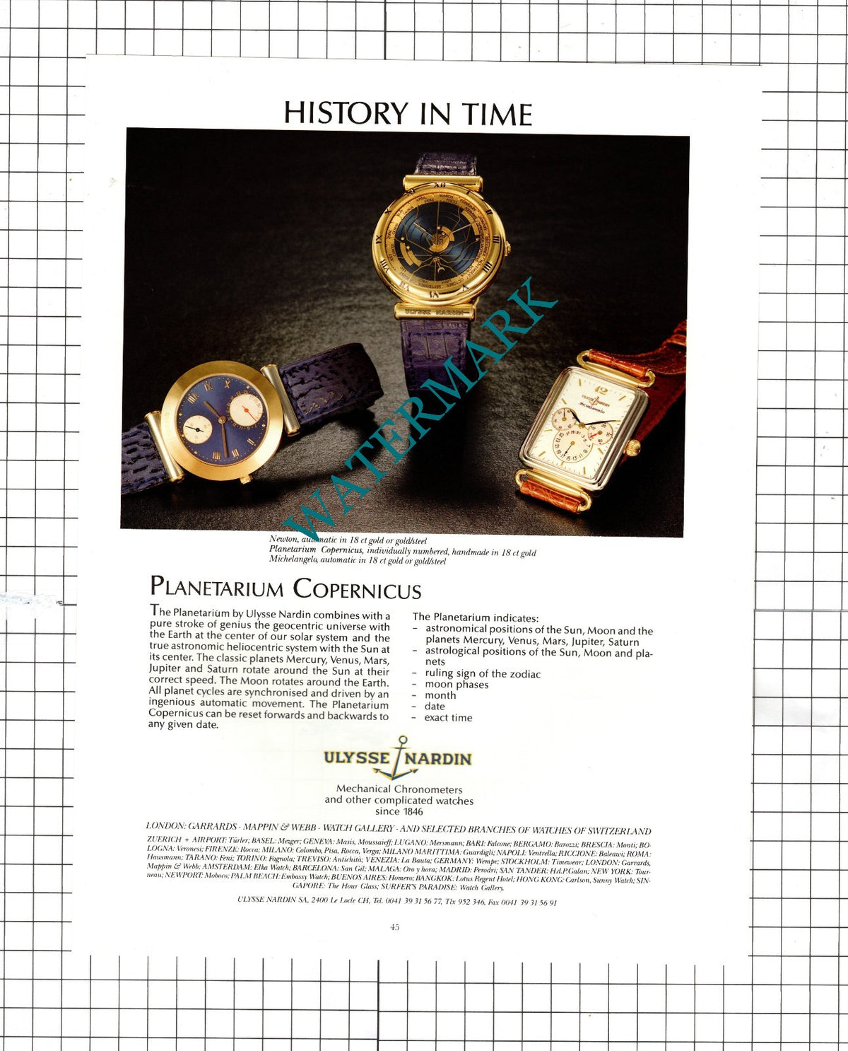Fripp Sandeman & Partners London / Ulysse Nardin   - 1990 Advert