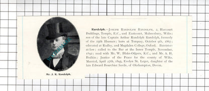 Joseph Randolph Randolph Eastcourt Leonard Francis Potts Chester c.1905 Clipping