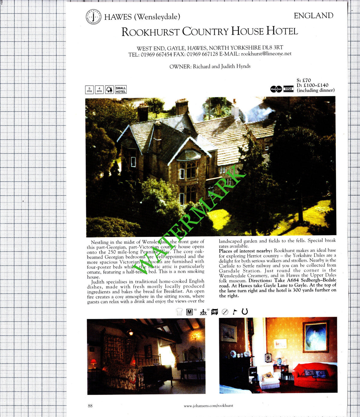 The White House Harrogate / Rookhurst Hotel Gayle Hawes Yorkshire - 2001 Cutting