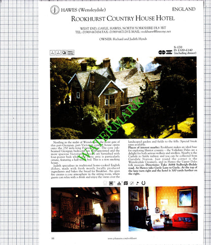 The White House Harrogate / Rookhurst Hotel Gayle Hawes Yorkshire - 2001 Cutting