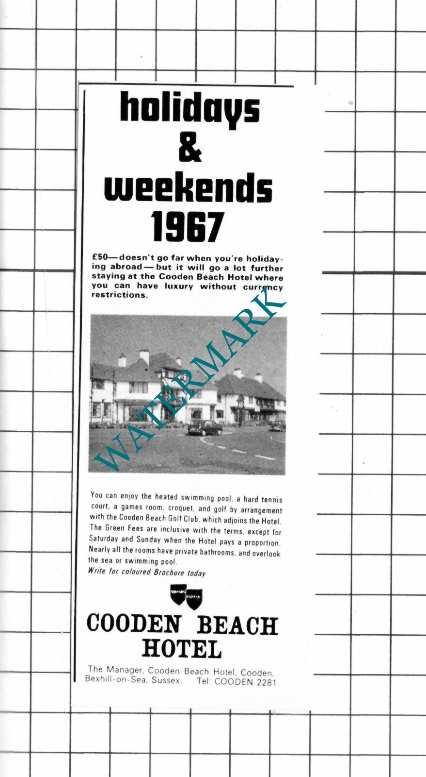 Cooden Beach Hotel Cooden Bexhill On Sea Sussex Small Advert - 1967 Clipping