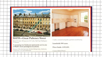 Frome Somerset / Gt Pulteney St Bath Somerset House Sale Advert -c.1990 Clipping