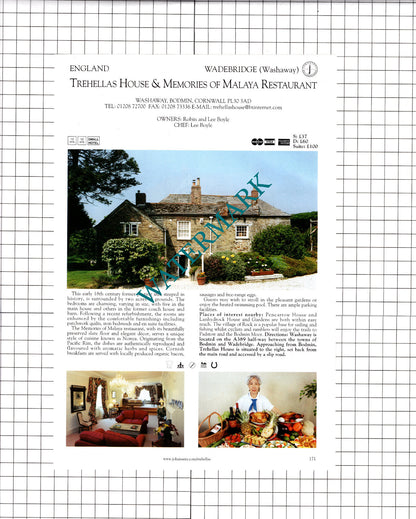 Ardencote Manor Hotel Claverdon / Trehellas House Washaway Cornwall  2001 Advert