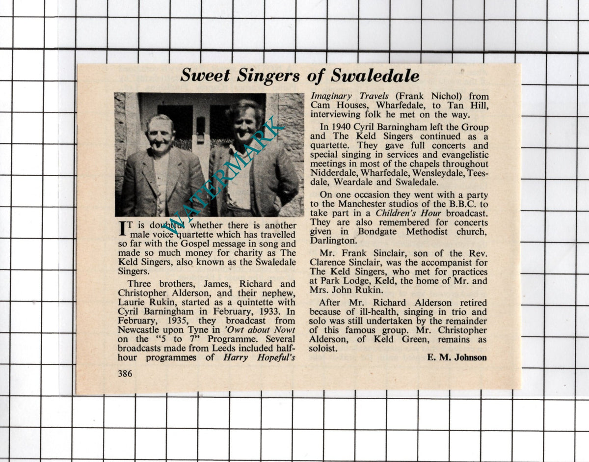 The Keld Singers Alderson Laurie Rukin Cyril Barningham - 1975 Small Cutting