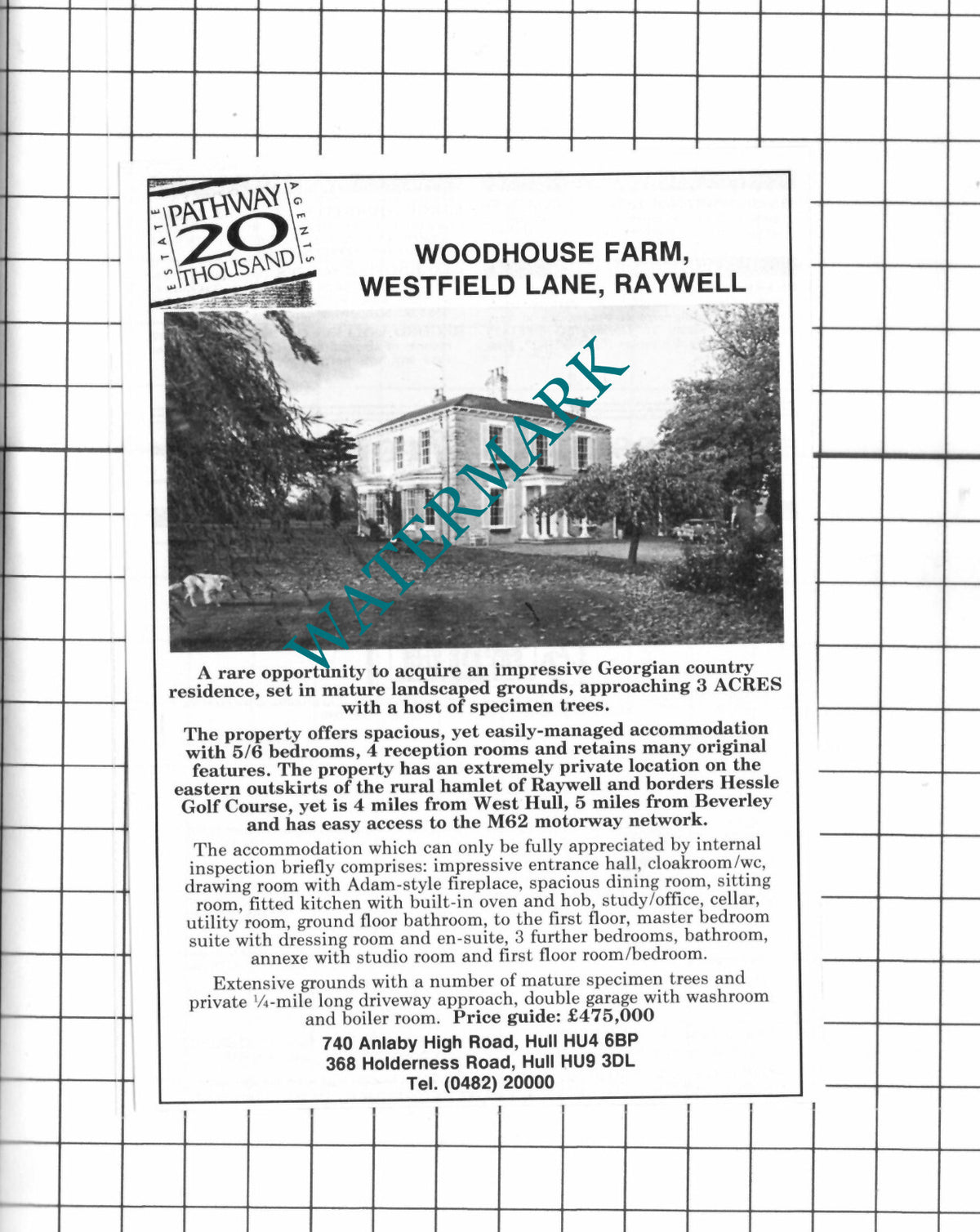 Woodhouse Farm Raywell Yorkshire House Sale Advert  - 1991 Clipping / Print