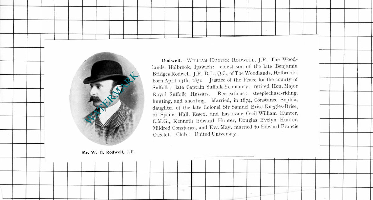 William Hunter Rodwell The Woodlands Holbrook James Arnold Rivett  1911 Clipping