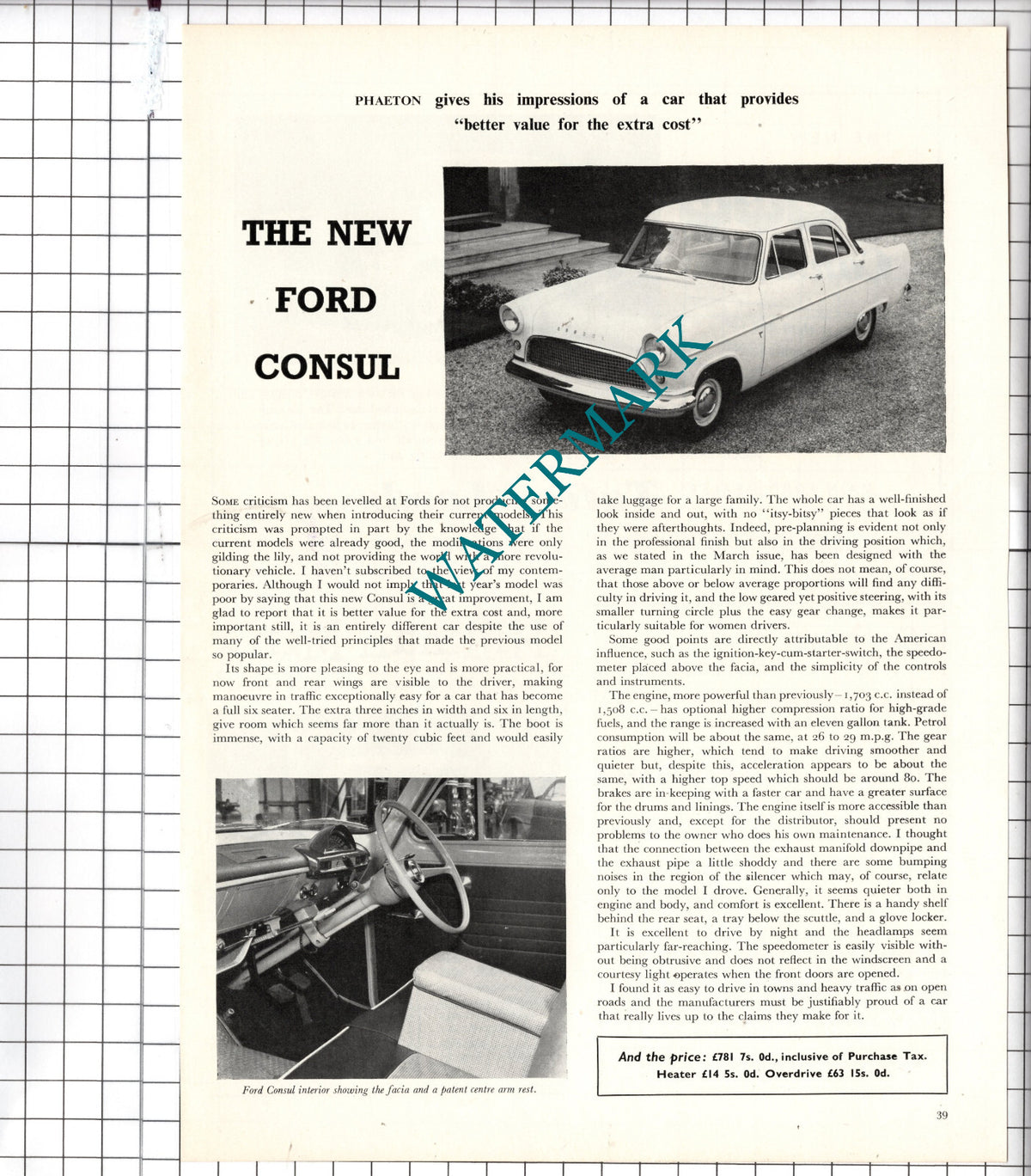 Ford Consul Car Review - 1956 Article
