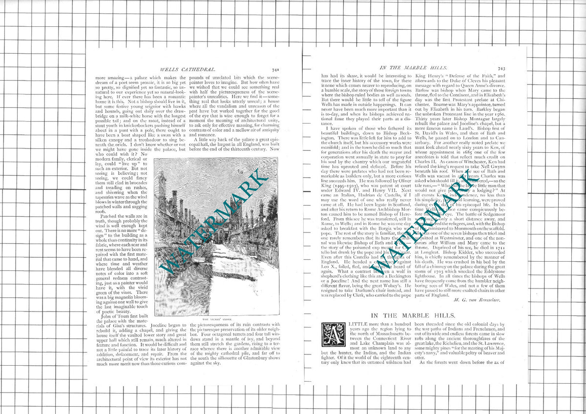 Wells Cathedral  England - 1890 Article