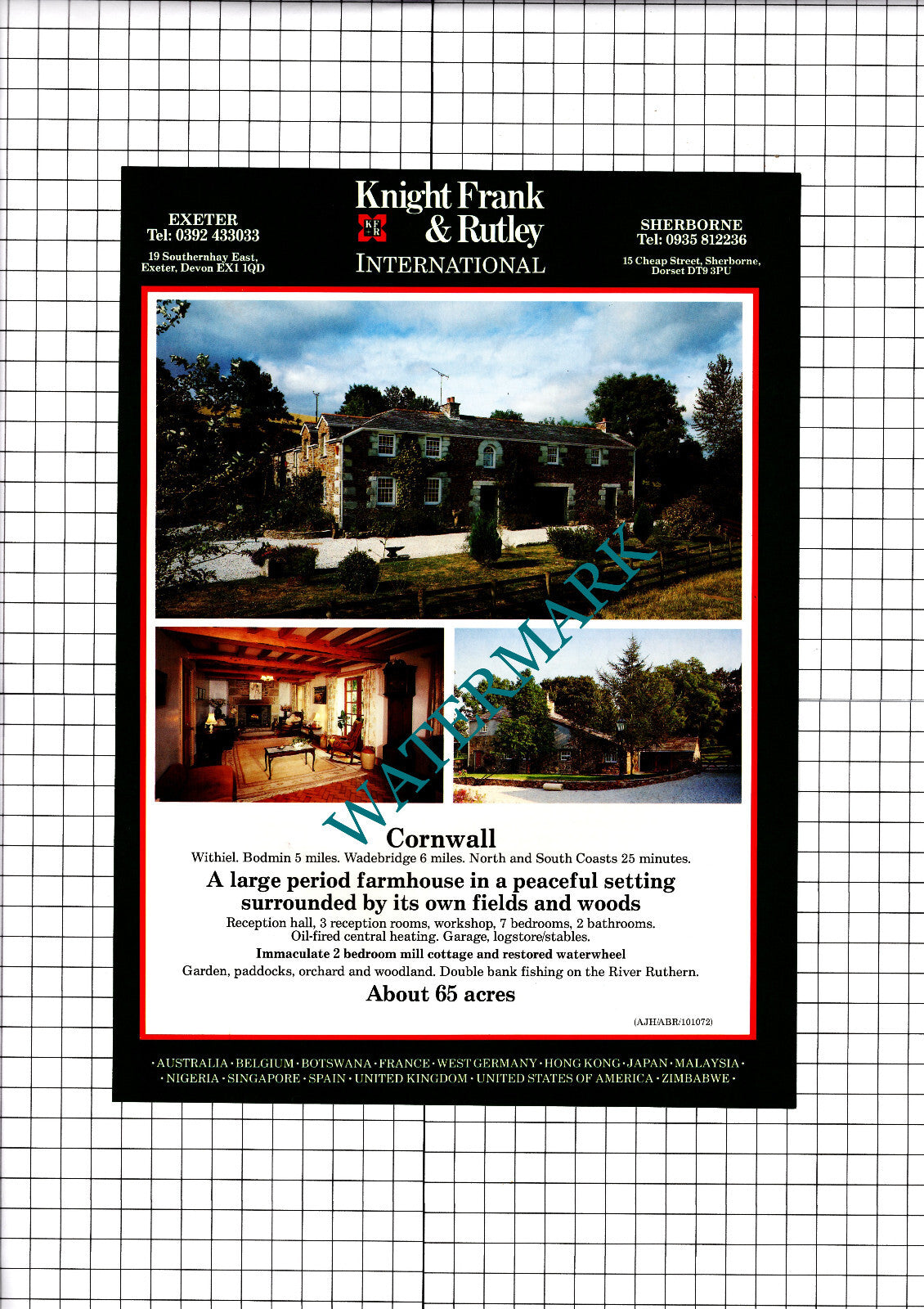 Withiel Cornwall House Sale  Advert   - 1990 Clipping / Print