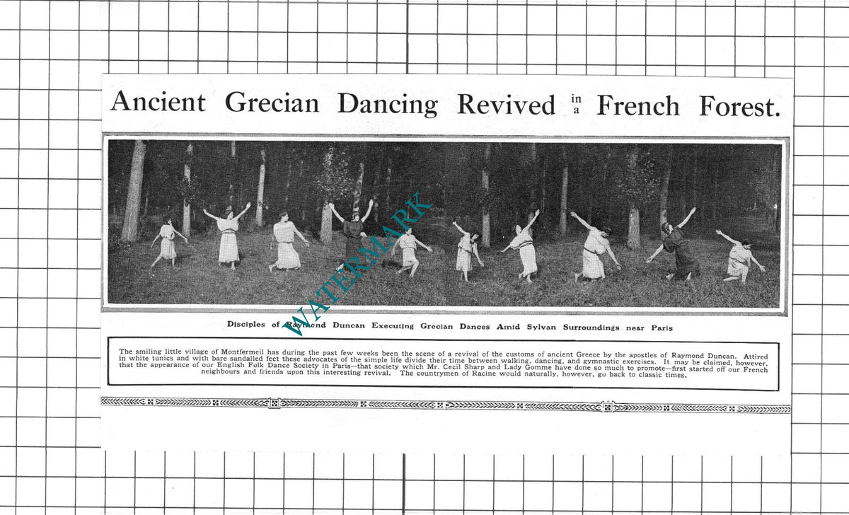 Montfermeil France Raymond Duncan Dancing  -  1913  Clipping