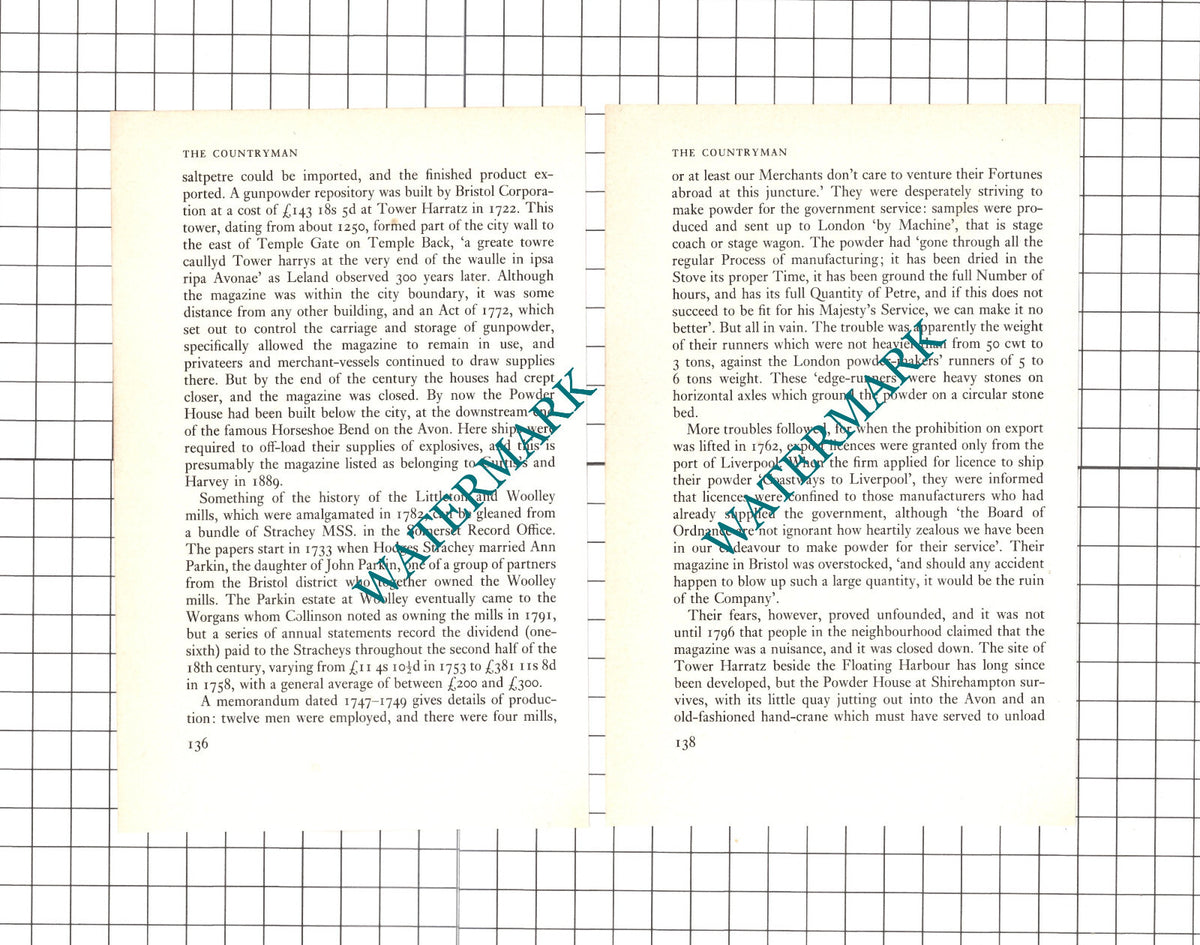 North Somerset Gunpowder Mills - 1971 Article/ Print