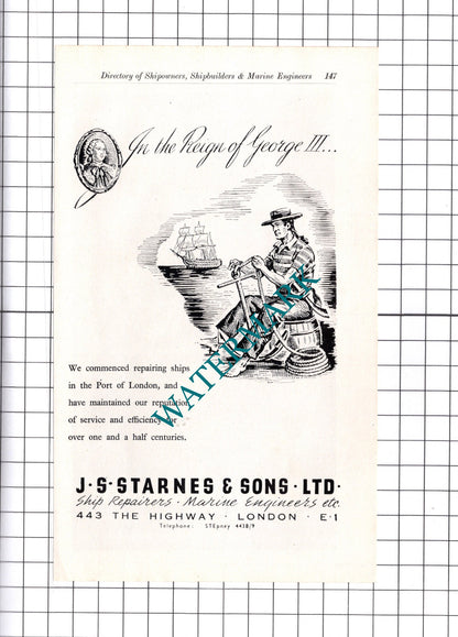 J S Starnes & Sons London / Mitsubishi Nippon Heavy Industries ADVERT - c.1957
