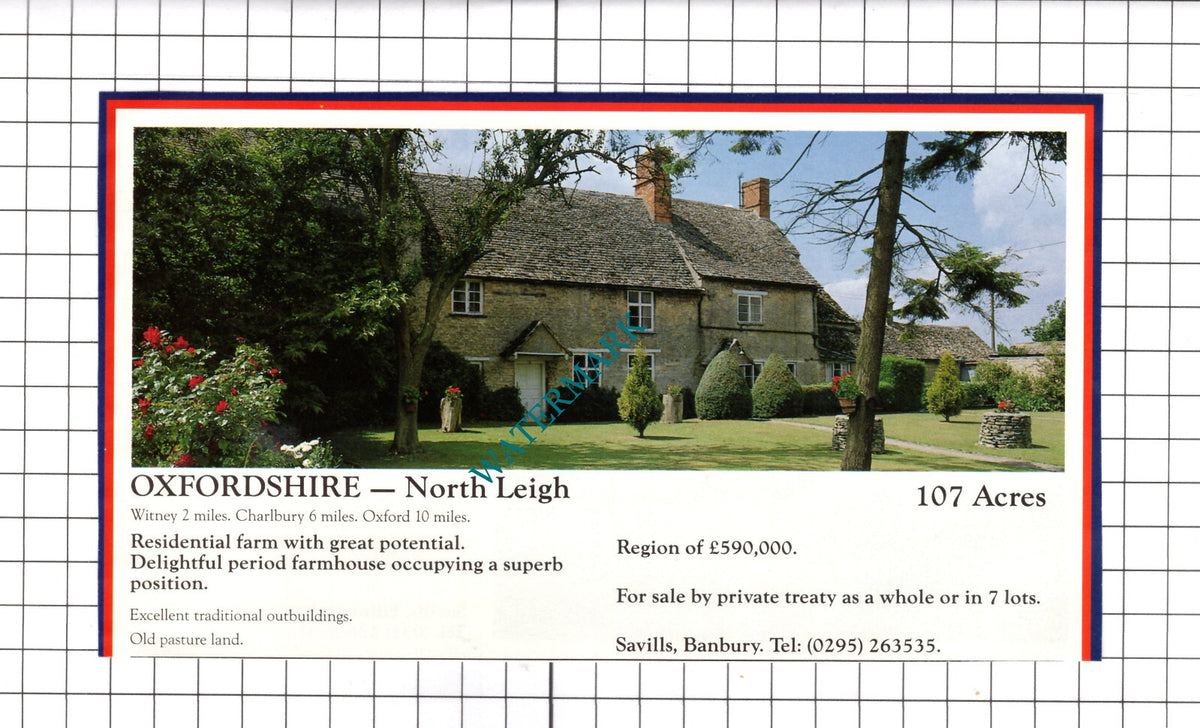 North Leigh Oxfordshire / Montcoffer House Banffshire House Sale Advert -c.1990