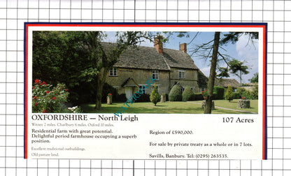 North Leigh Oxfordshire / Montcoffer House Banffshire House Sale Advert -c.1990