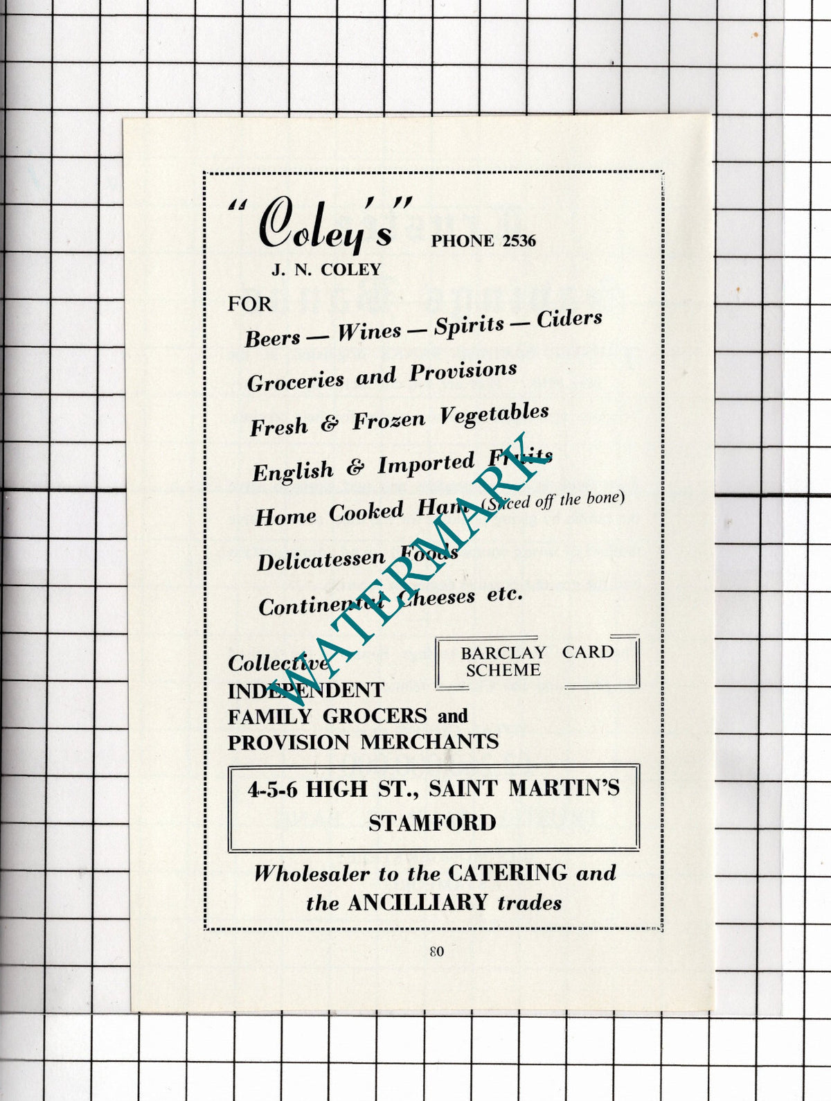 J N Coley Coley's Grocers Stamford Lincolnshire  Advert - 1966 Clipping