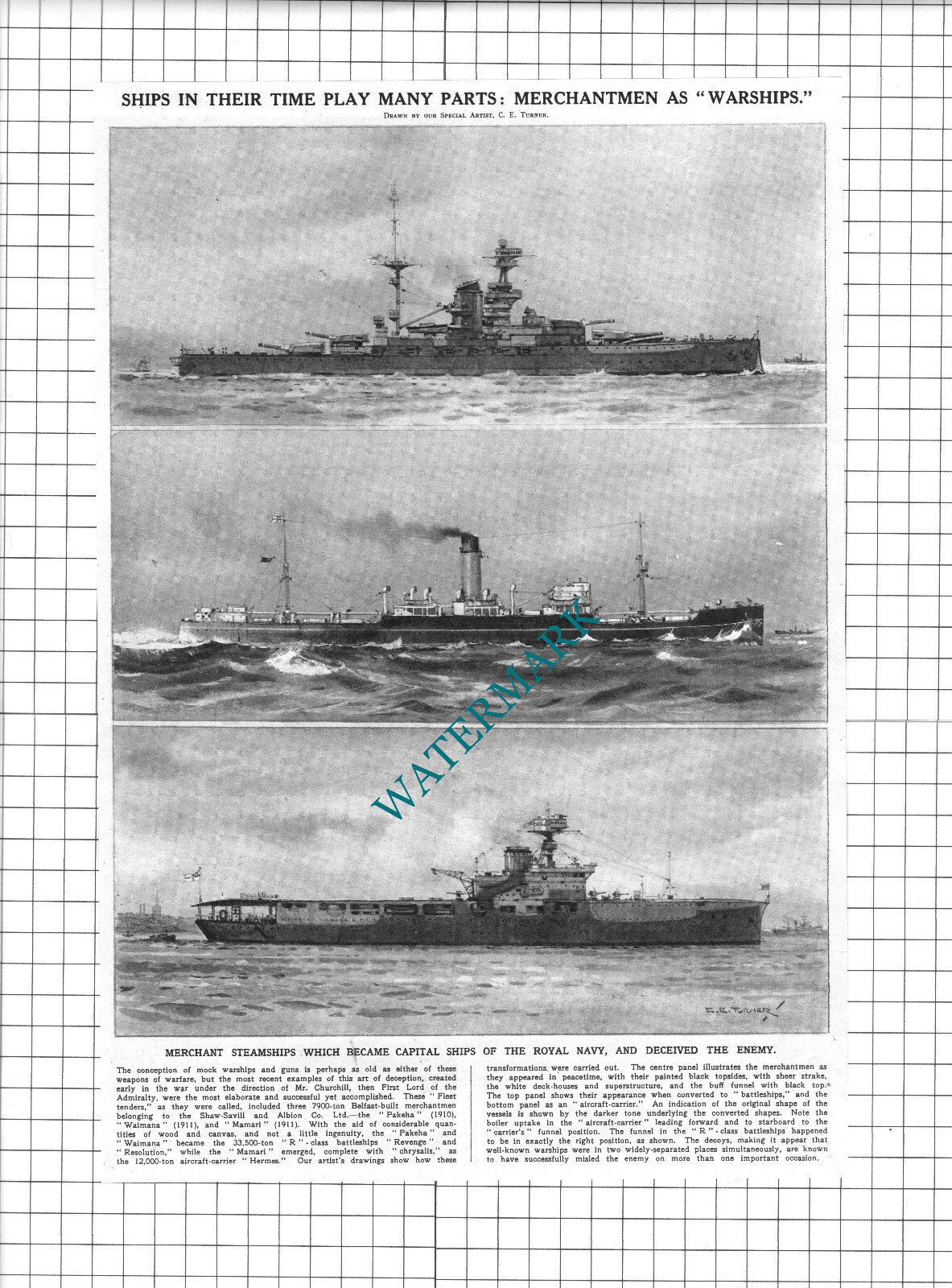 Merchant Steamships Disguised Warships Royal Navy  - 1945 Clipping  / Print