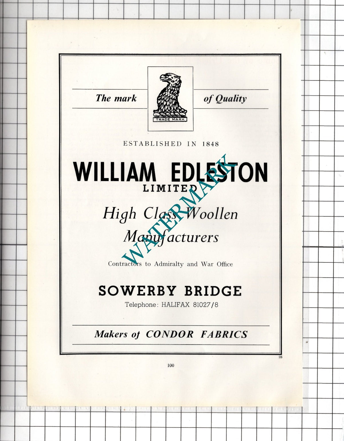 William Edleston Ltd Sowerby Bridge Yorkshire  -  c.1962 Advert