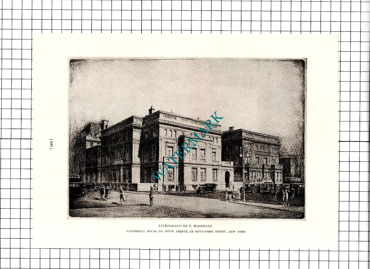 Vanderbilt House Fifth Avenue New York B Hagopian -  1926 Clipping / Print