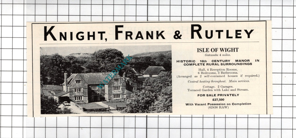 Gatcombe Isle Of Wight  Manor   - 1967  House Sale Advert