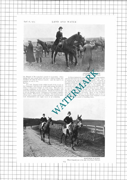 Bracciano Campagna Roman Hounds Negroni Odescalchi Rudini - 1914 Article / Print