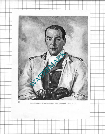 W/Cmdr M Robinson / Grp Captain H Broadhurst  WW2 Pilot - 1942 Book Print