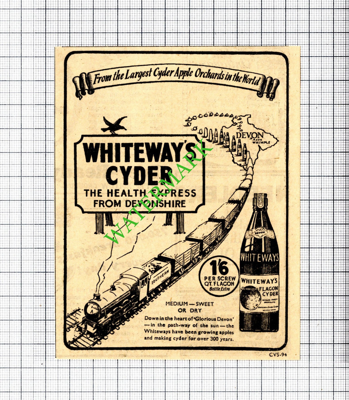 Whiteways Cyder Devonshire SMALL Advert - 1947 Cutting