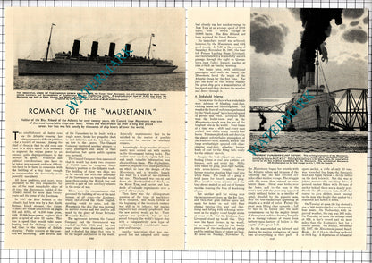 Cunard Liner Ship MAURETANIA   - c.1940's Article