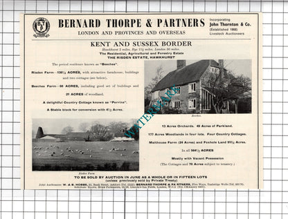 Hursley Hampshire / Beeches The Risden Estate Hawkhurst Kent -1967   Sale Advert