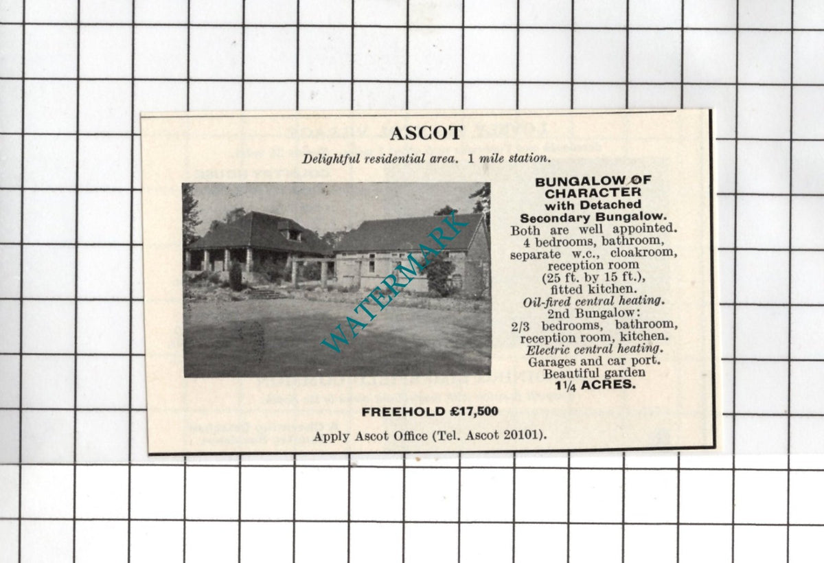 Ascot Berkshire -  Small House Sale Advert - 1967