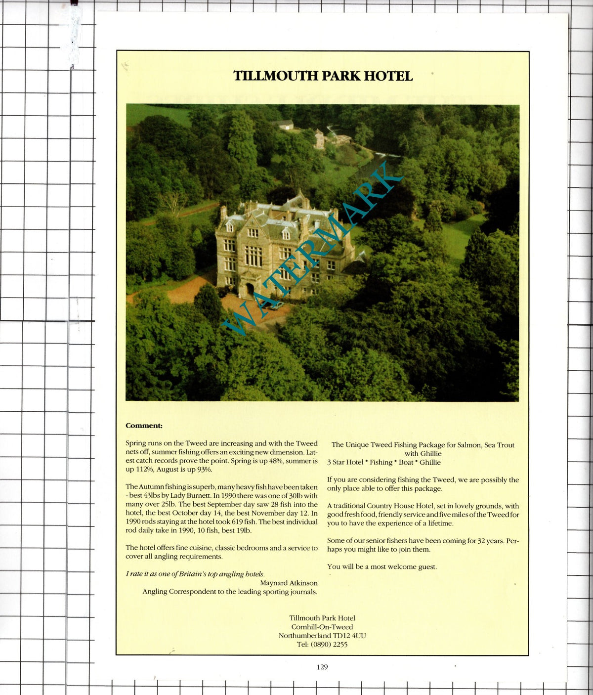 Tillmouth Park Hotel Cornhill-on-Tweed Northumberland - 1991 Advert